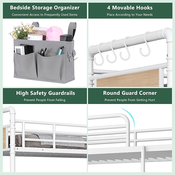 Metal Bunk Bed Twin Over Full, Industrial Bunkbeds Heavy Duty Bed - Image 5