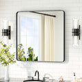 TETOTE Black Bathroom Mirror 30 x 30 Matte Black Metal Framed Vanity Mirror by TETOTE
