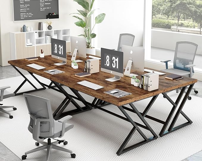 LVB Rustic Computer Desk, Metal Wood Home Office Desk, Industrial Simple Study - Image 7