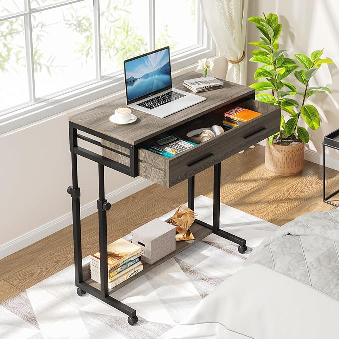 Tribesigns Portable Desk with Drawers, Mobile Laptop Desks with Wheels by Tribesigns