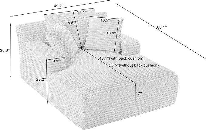 Oversized Chaise Daybed Lounge Sleeper Chair Sofa Full Foam Cloud Chaise Sofabed - Image 2
