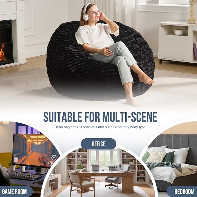 Hobestluk 4ft Bean Bag Chairs for Adults Large Beanbag Chair - Image 6