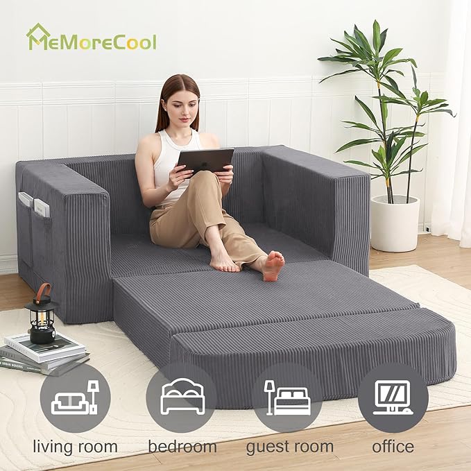 MeMoreCool Convertible Sofa Bed, Pull Out Loveseat Sleeper Sofa, Small Boneless - Image 4