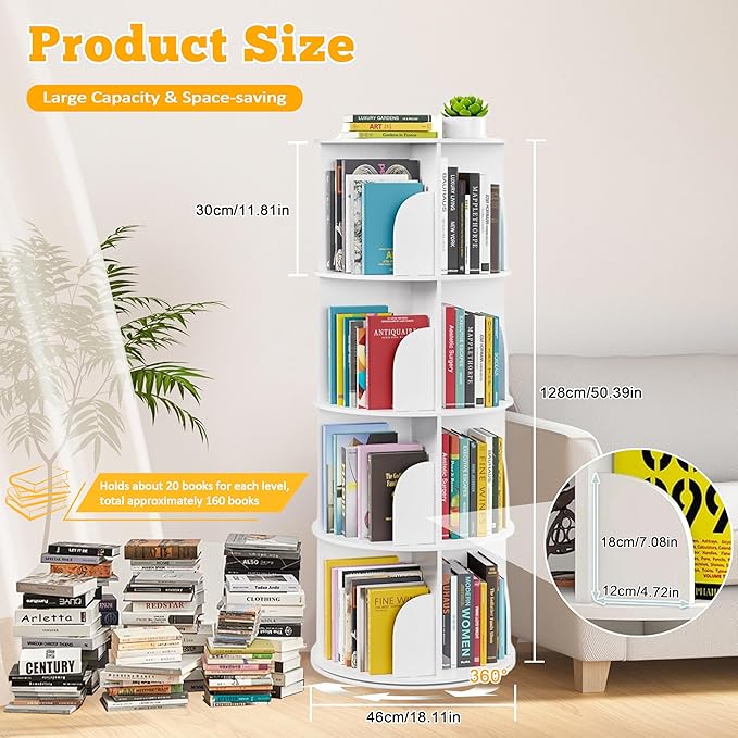 Rotating Bookshelf Tower, 360 Spinning Book Shelf - Image 3