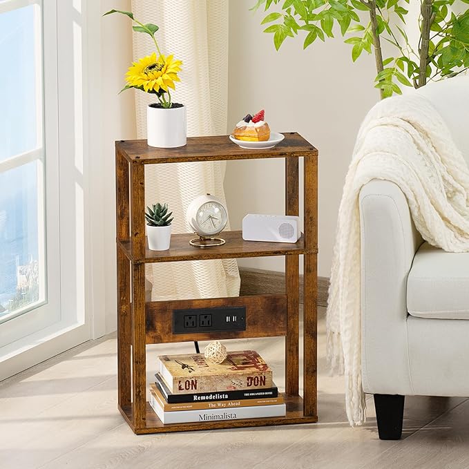 3-Tier Small Narrow Wood Side Table - Image 7
