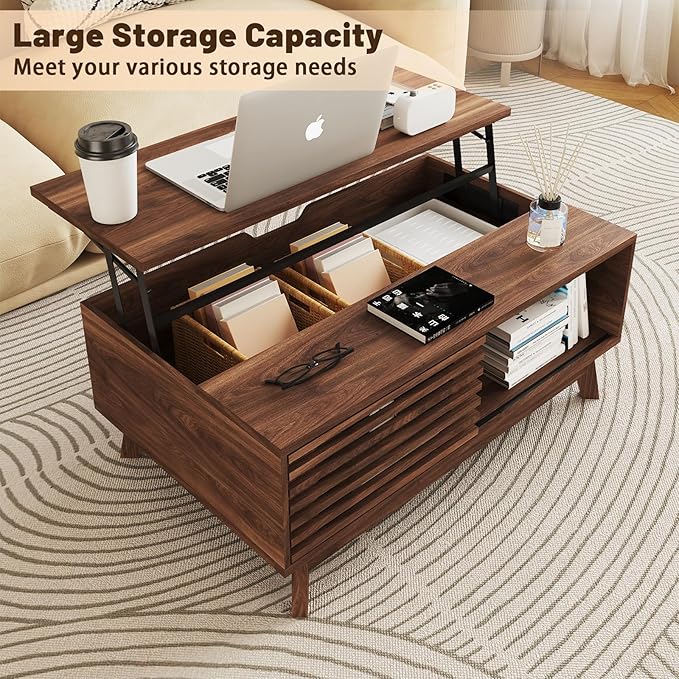 HAIOOU Lift Top Coffee Table, Mid Century Modern Coffee Table - Image 7