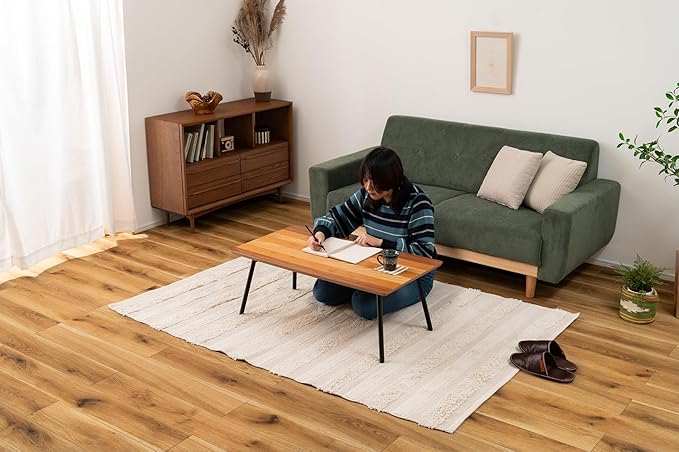 ROOM ESSENCE Elmar Wooden Folding Coffee Table, Walnut Oak and Cherry Topboard - Image 4