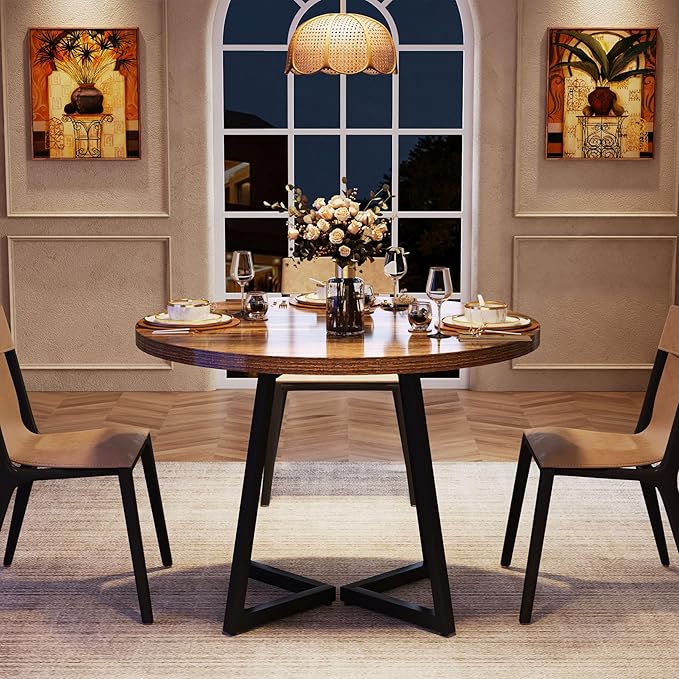 Tribesigns Round Dining Table for 2, 31.5" Industrial Dinner Table - Image 4