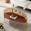 Oval Glass Coffee Table, Mid-Century Modern Design, L43 x W21 x H17 inch by LumFurn