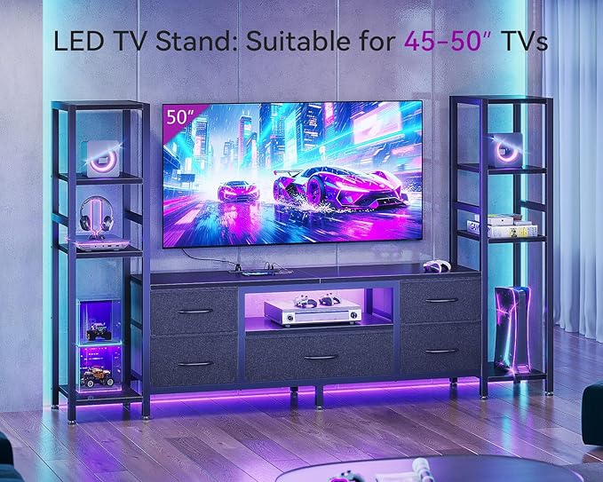 Casaottima 71" TV Stands for 43, 55 Inch TV Entertainment Center - Image 6