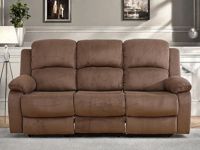 Recliner Sofa Couch, 3-Seater Home Theater Seating Reclining Sofa, Power by FONTOI