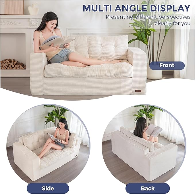 MAXYOYO Bean Bag Chair for Adults, Upholstered Floor Sofa - Image 5