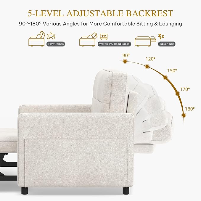 DWVO 55" Convertible Sofa Bed, 3-in-1 Sleeper Sofa - Image 4