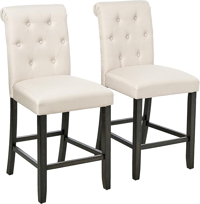 Roundhill Furniture Hendley Solid Wood Tufted Counter Height Stools by RoundhillFurniture
