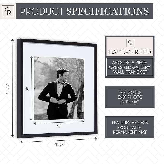 Camden Reed Arcadia 8 Piece Oversized Gallery Wall Frame, 11x14 and 11x11 inch - Image 4