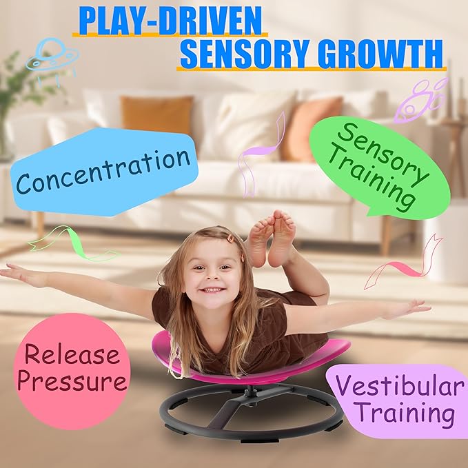 Spinning Chair for Autistic Kids, Autism Sensory Spinny Swivel Wobble Chair for - Image 4