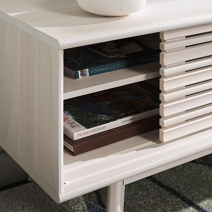 SAFAVIEH ESMA TV Stand for up to 65" Flatscreen – Bleached White, Sliding Doors - Image 3