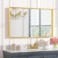 Keonjinn Gold Mirror for Bathroom 40 x 24 Inch Brushed Gold Mirror for Wall by Keonjinn