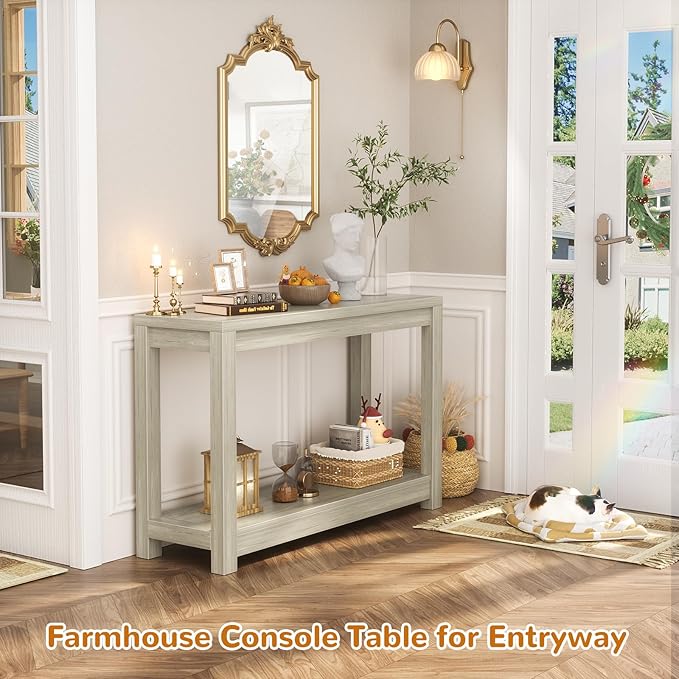 Small Farmhouse Wood Entryway Table Narrow Console Table - Image 2
