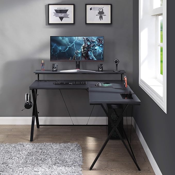 OSP Home Furnishings Checkpoint Battlestation L Shaped Gaming Desk - Image 8