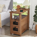 Farmhouse XXL End Table with Charging Station, Narrow Side Table with USB Ports by HDDDZSW
