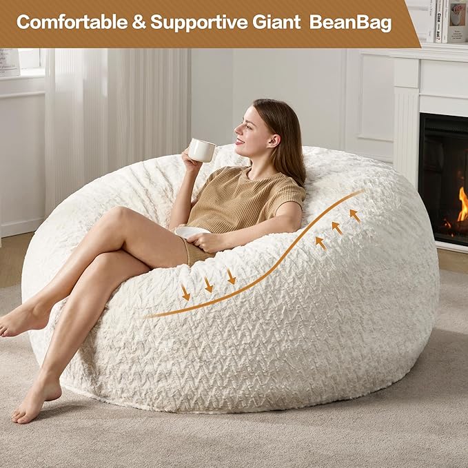Hobestluk 5ft Bean Bag Chairs for Adults Large Beanbag Chair - Image 6