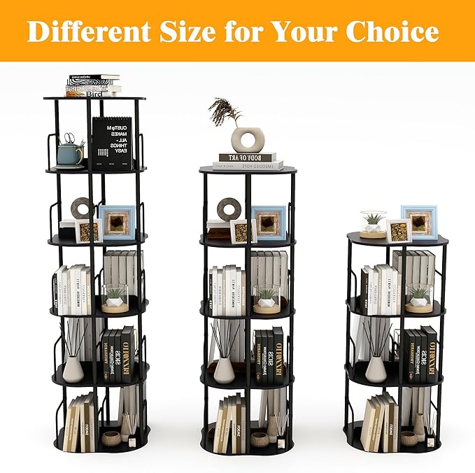 4-Tier Rotating Bookshelf, 360 ° Display Stackable Spinning Bookshelf Tower - Image 6