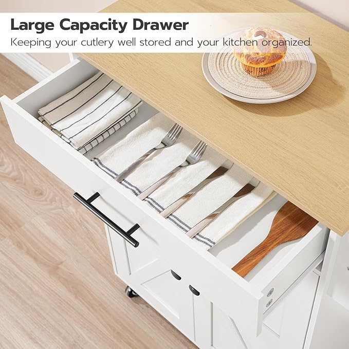 HOOBRO Kitchen Island with Power Outlet, Kitchen Storage Island with Large - Image 9