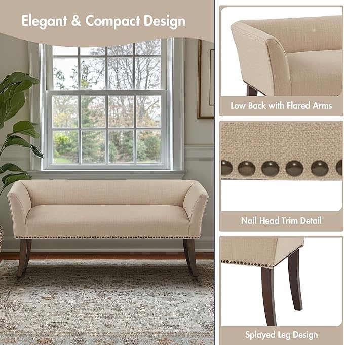 Madison Park Accent Bench, Upholstered - Image 4