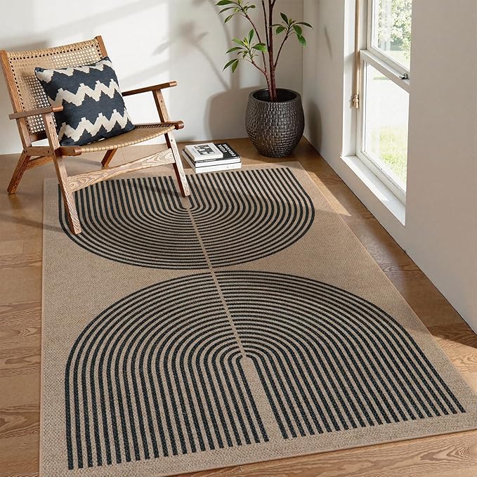 Lahome Modern Rainbow Easy Jute Office Rug, Outdoor Patio Rug 4x6 - Image 6