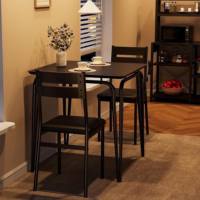 Dining Table for 2, Small Table and Chairs Set of 2, Square Dinette Set for 2 - Image 3