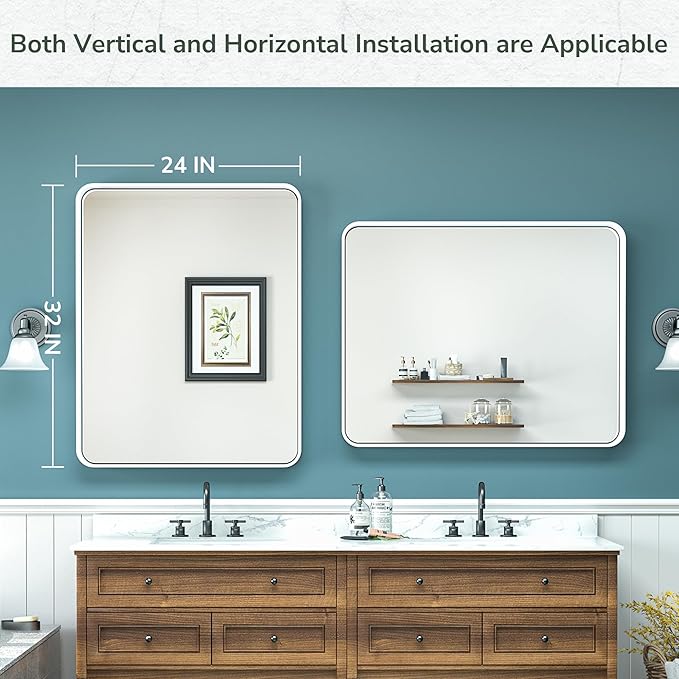 TokeShimi 24 x 32 Inch White Mirror Wall Mirror - Image 8