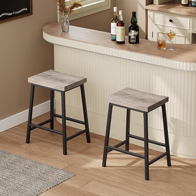 Bar Stools, Counter Height Bar Stools Set of 2, 23.7 Inch Saddle Stools - Image 7
