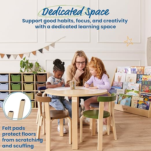 ECR4Kids Bentwood Round Table and Curved Back Chair Set, Kids Furniture - Image 3