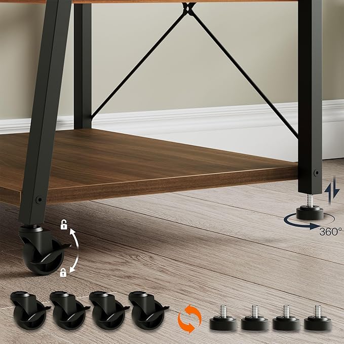 HOOBRO Rolling TV Stand with Mount and Power Outlet Up to 55 inch TV, Corner - Image 6