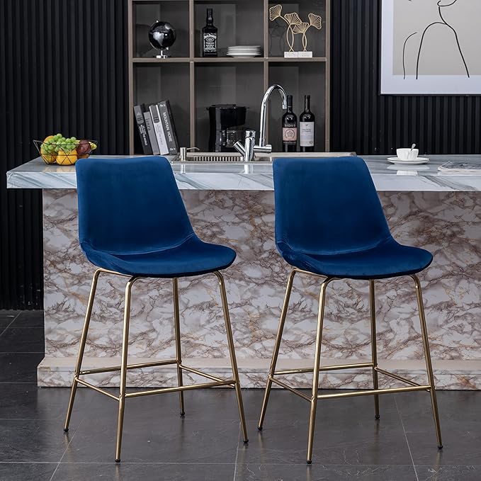 Roundhill Furniture Aufurr Modern Velvet 26.50 Counter Height Stools - Image 2