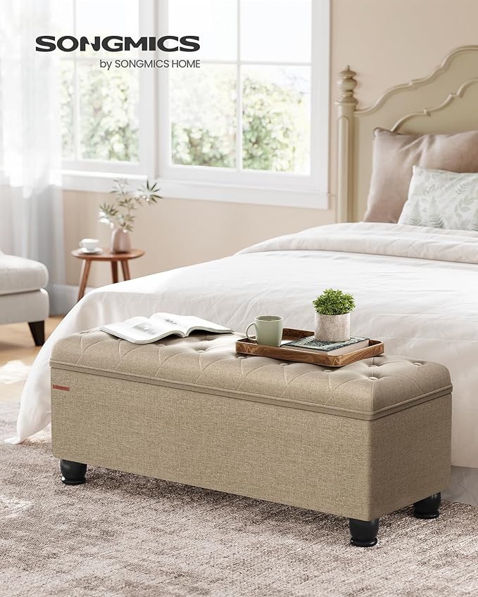 SONGMICS Storage Ottoman, Storage Bench, Tufted Entryway Bedroom Bench - Image 4