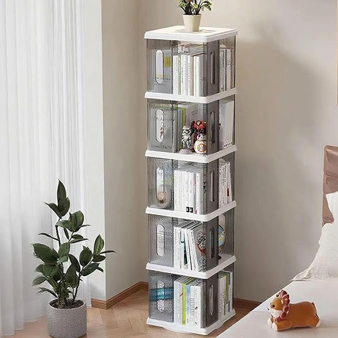 Rotating Bookshelf Tower, 360-Degree Rotating Bookshelves, Small Space Spinning - Image 6
