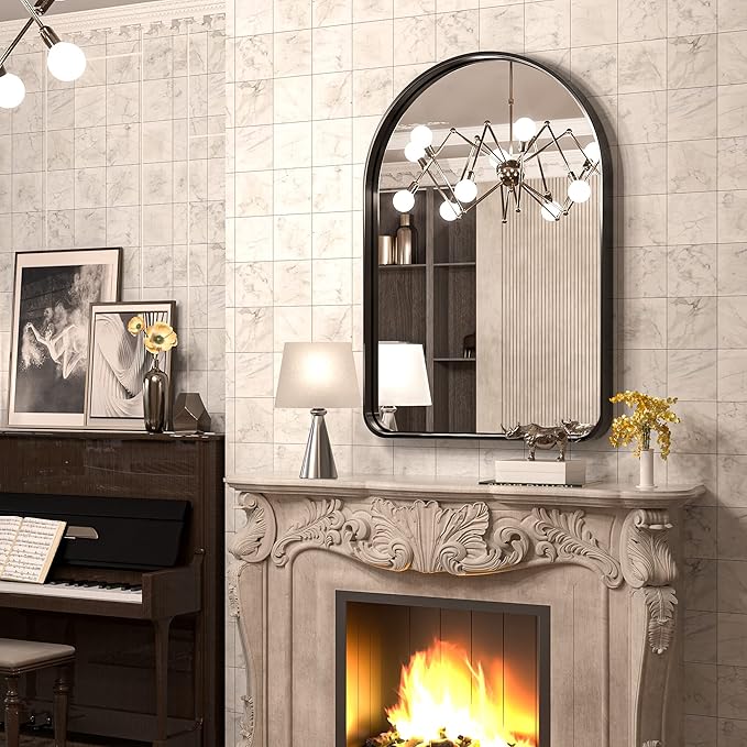 TokeShimi Arched Black Wall Bathroom Mirror 26x38 Inch - Image 2
