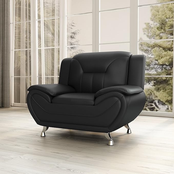 Container Furniture Direct Michael Modern Faux Leather Upholstered Stainless - Image 8