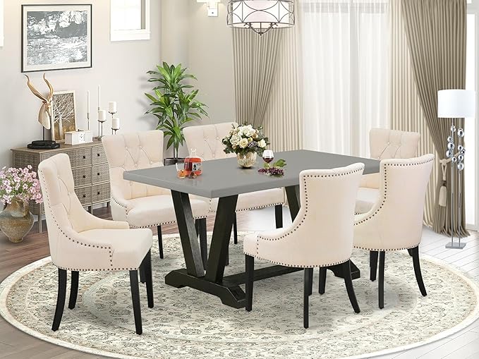 East West Furniture V696FR102-7 7 Piece Dinette Set Consist of a Rectangle - Image 2