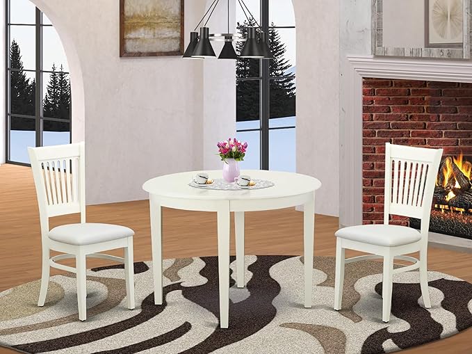 East West Furniture BOVA3-LWH-C 3 Piece Dining Room Furniture Set Contains a - Image 2