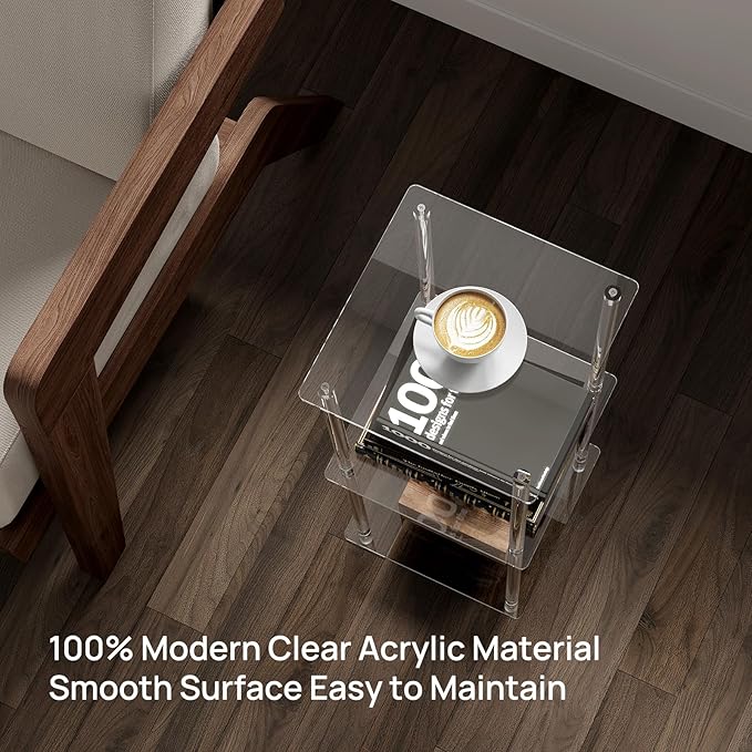 HMYHUM Acrylic Side Table for Small Spaces, 11.8" L x 11.8" W x 28" H, Small - Image 5