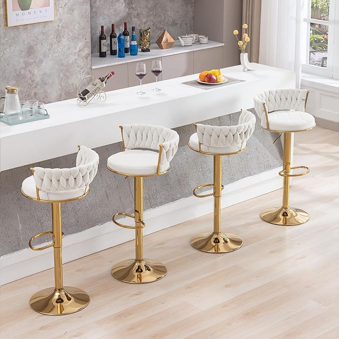 VECELO Bar Stools Set of 2, Adjustable Barstools Counter Height Stools - Image 7