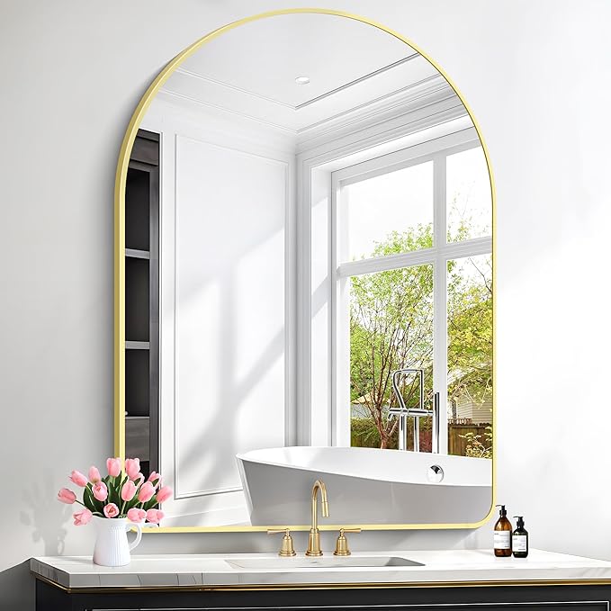 FORBATH Large Arched Wall Mirror 48x36 Inch, Arched Mirror by FORBATH