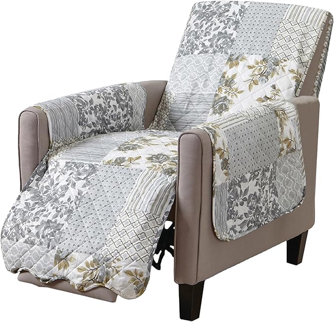 Patchwork Scalloped Printed Furniture Protector Stain Resistant Recliner Cover by GreatBayHome