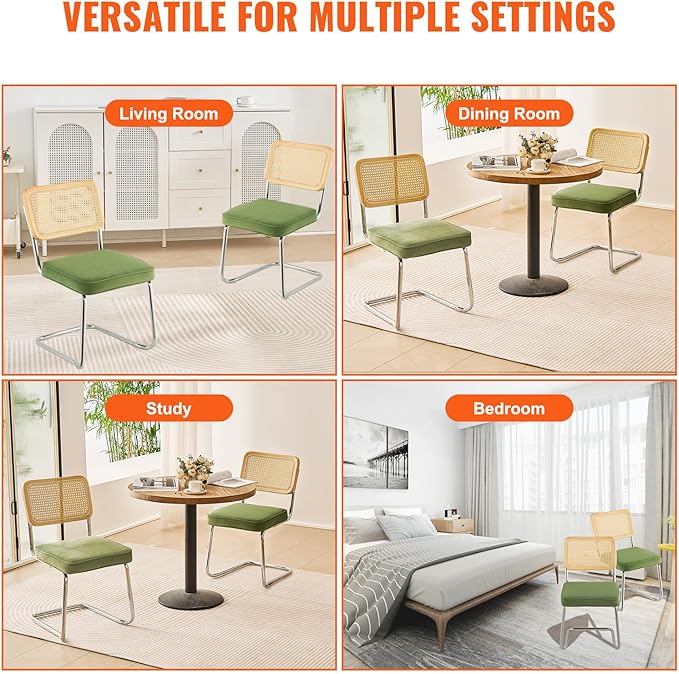 VEVOR Rattan Dining Chairs Set of 2, Mid Century Modern Dining Chair, - Image 7