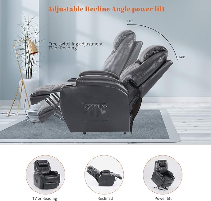 S*MAX Lift Chairs Recliners for Elderly Power Recliner Chairs Full Air Leather - Image 4