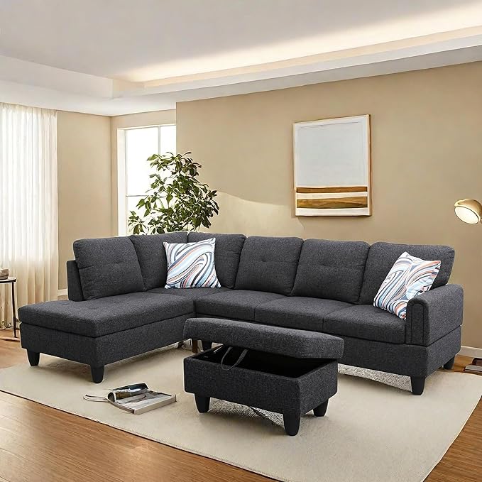 NAYSAYE Sectional Couch with Ottoman Storage, L Shaped Couch Sofa Furniture Sets by NAYSAYE