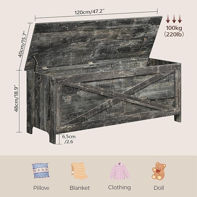47.2" Toy Chest, Sturdy Entryway Storage Chest - Image 3